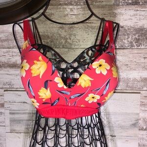 Victoria’s Secret PINK floral tropical pink bra size 34DD blossom flowers bra​​​